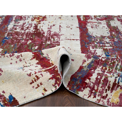 Modern and Contemporary Wool Hand Knotted Rug Beige No Border 9.3X12.1 -O084864