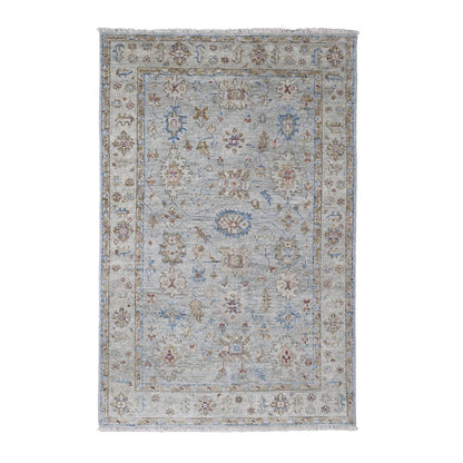 Oushak And Peshawar Wool Hand Knotted Rug Blue Beige 6.1X9.0 -O084885