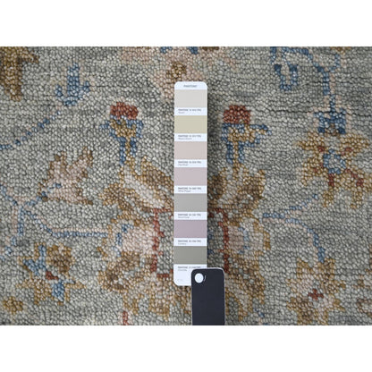 Oushak And Peshawar Wool Hand Knotted Rug Blue Beige 6.1X9.0 -O084885