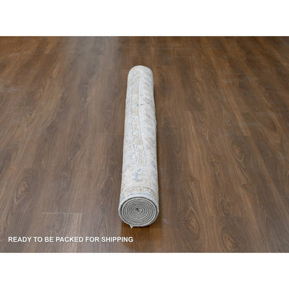 Oushak And Peshawar Wool Hand Knotted Rug Blue Beige 6.1X9.0 -O084885