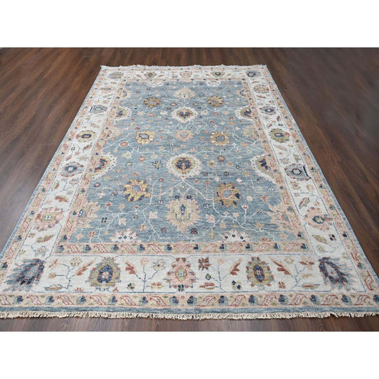 Oushak And Peshawar Wool Hand Knotted Rug Grey Gray 8.9X12.0 -O084888
