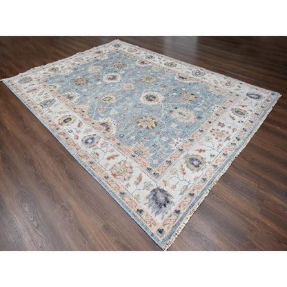Oushak And Peshawar Wool Hand Knotted Rug Grey Gray 8.9X12.0 -O084888