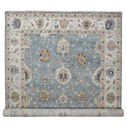 Oushak And Peshawar Wool Hand Knotted Rug Grey Gray 9.11X14.1 -O084889