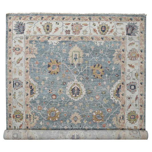 Oushak And Peshawar Wool Hand Knotted Rug Grey Gray 9.11X14.1 -O084889