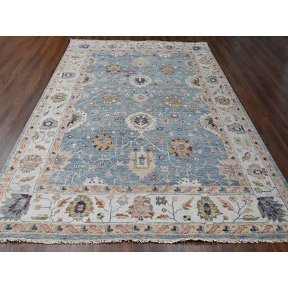 Oushak And Peshawar Wool Hand Knotted Rug Grey Gray 9.11X14.1 -O084889