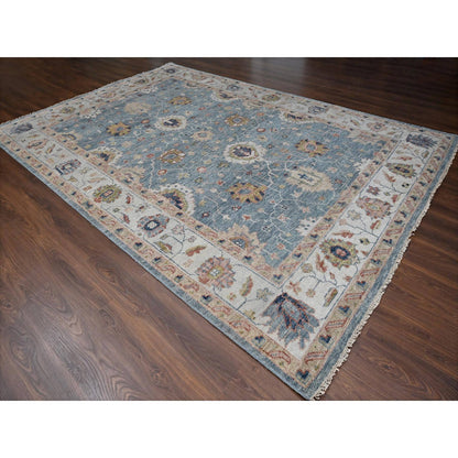 Oushak And Peshawar Wool Hand Knotted Rug Grey Gray 9.11X14.1 -O084889