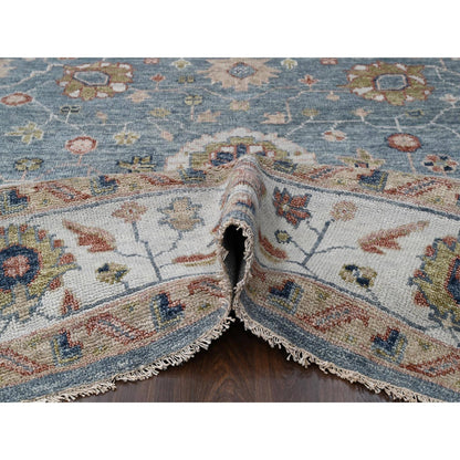 Oushak And Peshawar Wool Hand Knotted Rug Grey Gray 9.11X14.1 -O084889