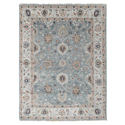 Oushak And Peshawar Wool Hand Knotted Rug Grey Gray 7.10X9.10 -O084890