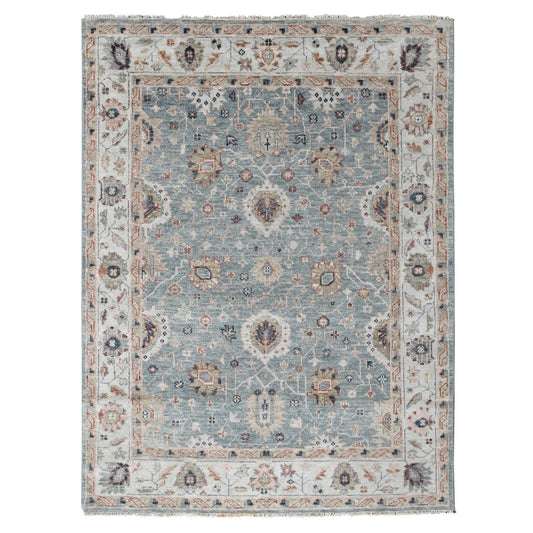 Oushak And Peshawar Wool Hand Knotted Rug Grey Gray 7.10X9.10 -O084890