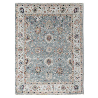 Oushak And Peshawar Wool Hand Knotted Rug Grey Gray 7.10X9.10 -O084890