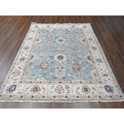 Oushak And Peshawar Wool Hand Knotted Rug Grey Gray 7.10X9.10 -O084890