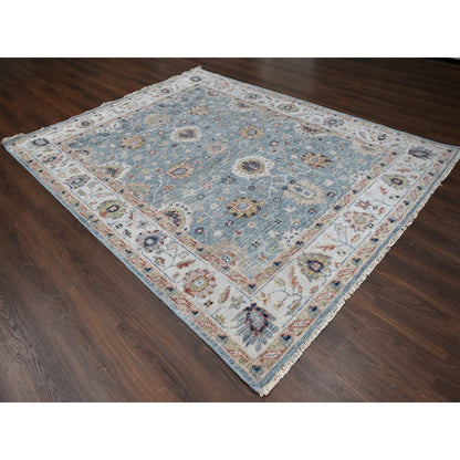 Oushak And Peshawar Wool Hand Knotted Rug Grey Gray 7.10X9.10 -O084890
