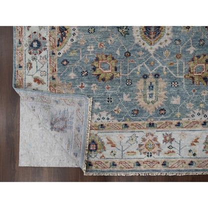 Oushak And Peshawar Wool Hand Knotted Rug Grey Gray 7.10X9.10 -O084890