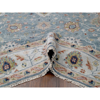 Oushak And Peshawar Wool Hand Knotted Rug Grey Gray 7.10X9.10 -O084890