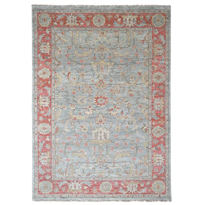 Oushak And Peshawar Wool Hand Knotted Rug Green Red 9.0X11.10 -O084893