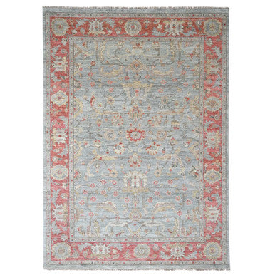 Oushak And Peshawar Wool Hand Knotted Rug Green Red 9.0X11.10 -O084893