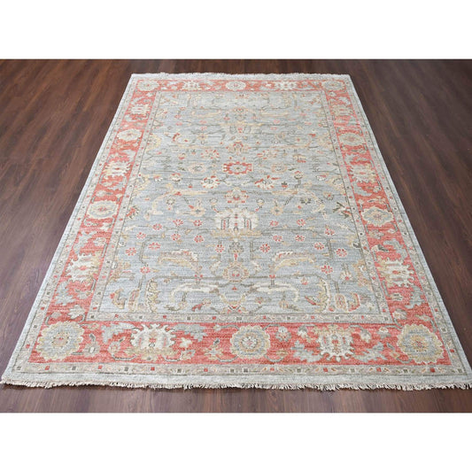 Oushak And Peshawar Wool Hand Knotted Rug Green Red 9.0X11.10 -O084893