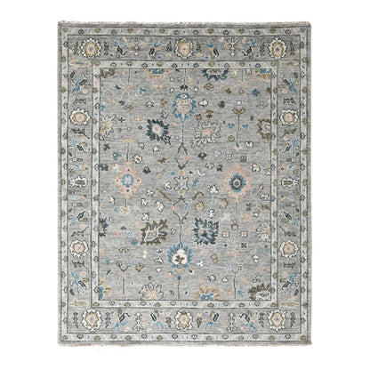 Oushak And Peshawar Wool Hand Knotted Rug Grey Gray 7.11X10.0 -O084897