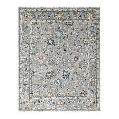 Oushak And Peshawar Wool Hand Knotted Rug Grey Gray 7.11X10.0 -O084897
