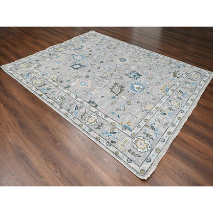 Oushak And Peshawar Wool Hand Knotted Rug Grey Gray 7.11X10.0 -O084897