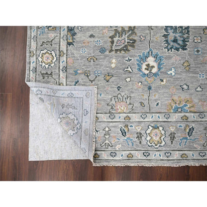 Oushak And Peshawar Wool Hand Knotted Rug Grey Gray 7.11X10.0 -O084897