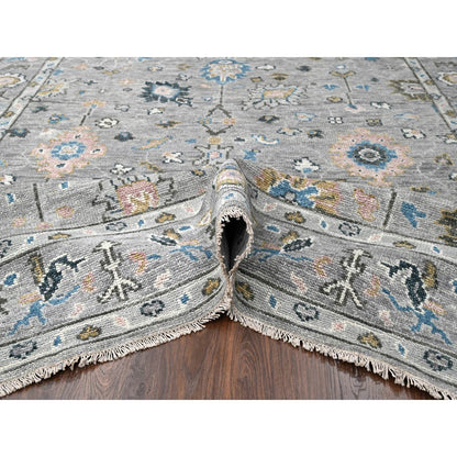 Oushak And Peshawar Wool Hand Knotted Rug Grey Gray 7.11X10.0 -O084897