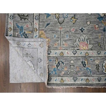 Oushak And Peshawar Wool Hand Knotted Rug Grey Gray 9.0X11.10 -O084899