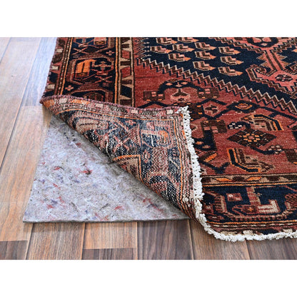 Overdyed & Vintage Wool Hand Knotted Rug Red 4.1x6.9 -O0848