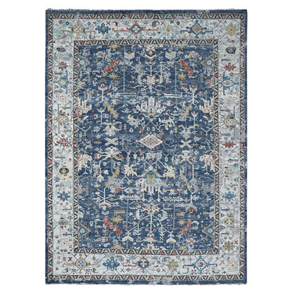 Heriz Wool Hand Knotted Rug Blue Gray 8.10X11.10 -O084905
