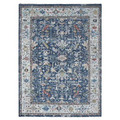 Heriz Wool Hand Knotted Rug Blue Gray 8.10X11.10 -O084905