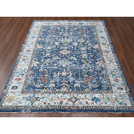 Heriz Wool Hand Knotted Rug Blue Gray 8.10X11.10 -O084905
