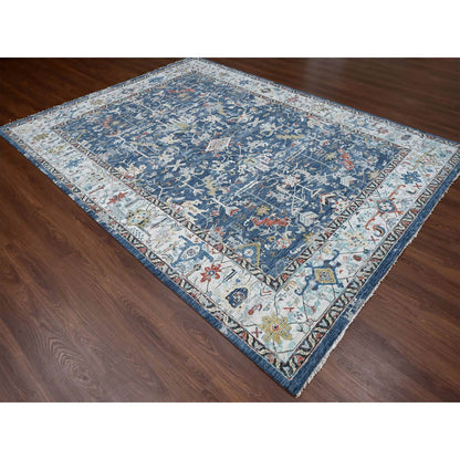Heriz Wool Hand Knotted Rug Blue Gray 8.10X11.10 -O084905
