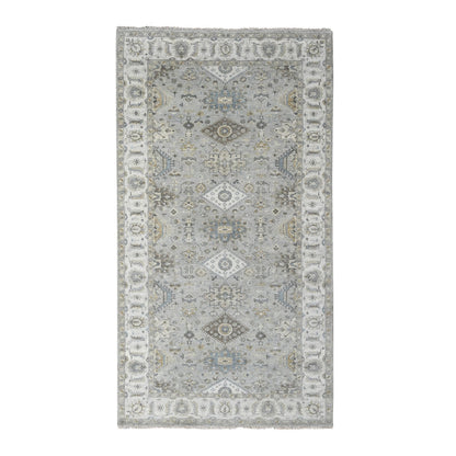 Heriz Wool Hand Knotted Rug Grey Ivory 6.0X11.9 -O084906