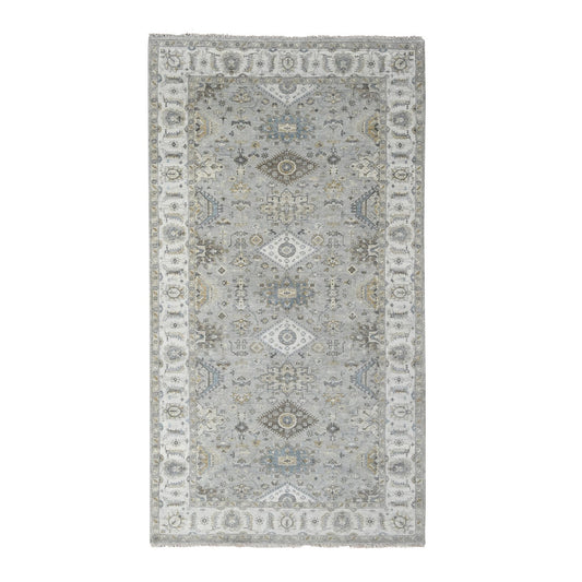 Heriz Wool Hand Knotted Rug Grey Ivory 6.0X11.9 -O084906