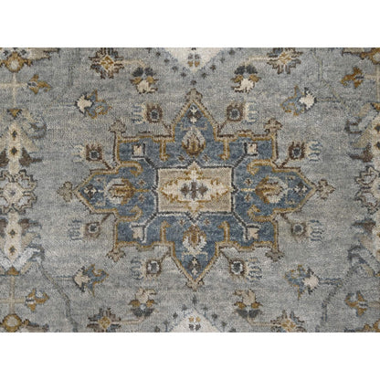 Heriz Wool Hand Knotted Rug Grey Ivory 6.0X11.9 -O084906