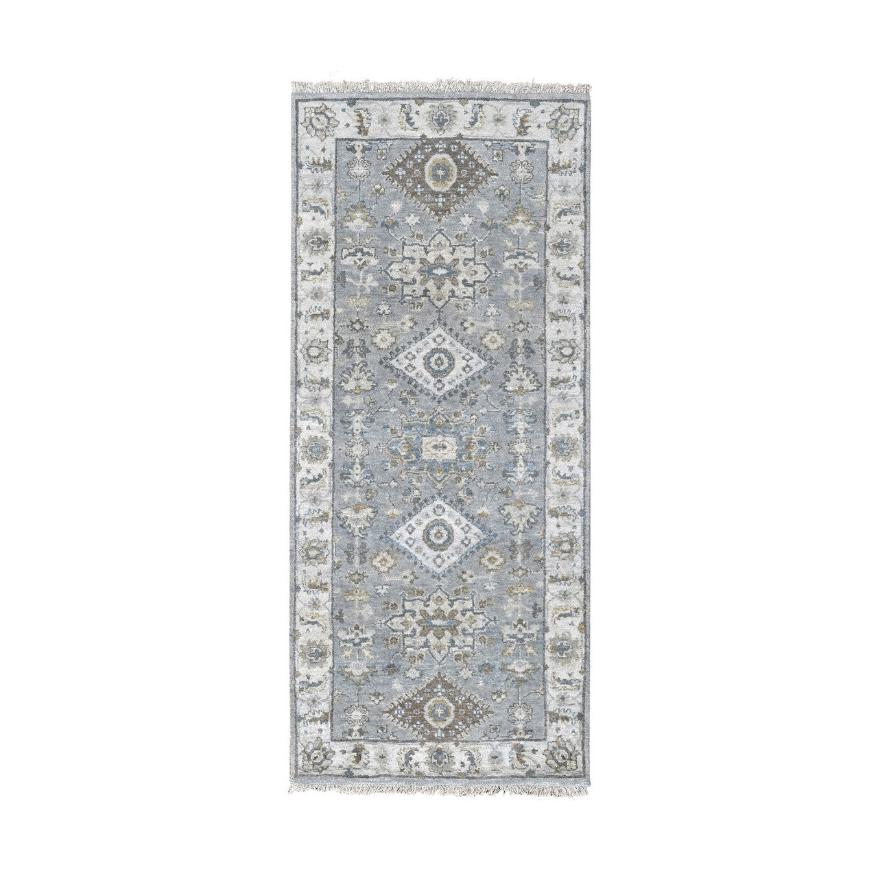 Gray 2'7" x 6'0" Heriz Hand knotted Wool Rug - Sku: O084908