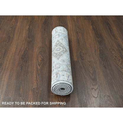 Heriz Wool Hand Knotted Rug Grey Ivory 2.7X6.0 -O084908
