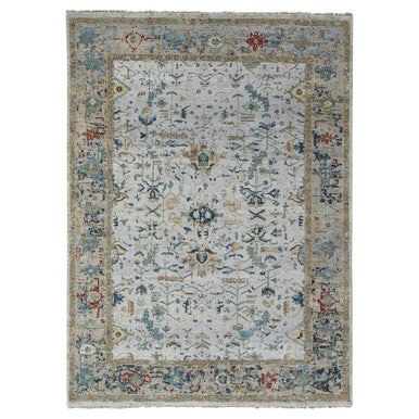 Transitional Wool Hand Knotted Rug Grey Gray 8.10X11.11 -O084915
