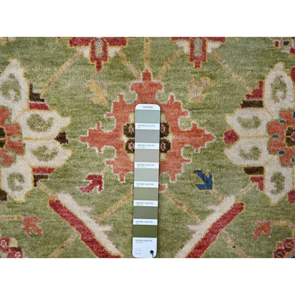 Oushak And Peshawar Wool Hand Knotted Rug Green No Border 2.0X3.0 -O084919