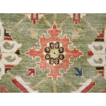 Oushak And Peshawar Wool Hand Knotted Rug Green No Border 2.0X3.0 -O084919