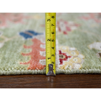Oushak And Peshawar Wool Hand Knotted Rug Green No Border 2.0X3.0 -O084919