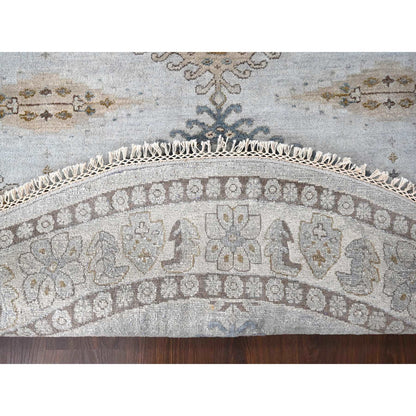 Tribal & Geometric Wool Hand Knotted Rug Grey Ivory 8.1X8.1 -O084921