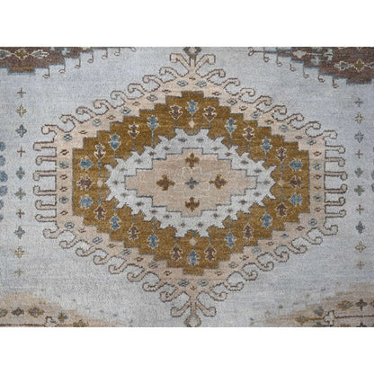 Tribal & Geometric Wool Hand Knotted Rug Grey Ivory 8.1X8.1 -O084921