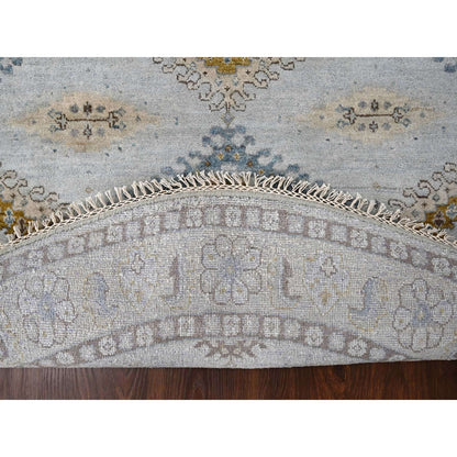 Tribal & Geometric Wool Hand Knotted Rug Grey Ivory 5.10X6.1 -O084922