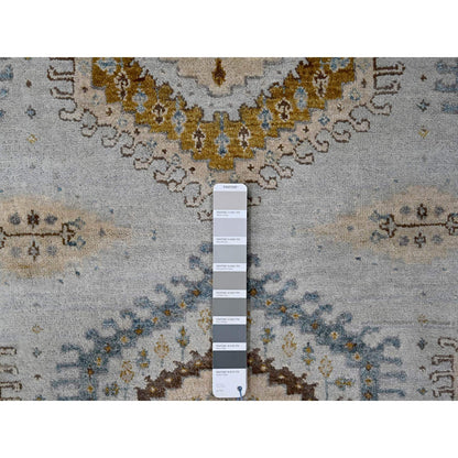 Tribal & Geometric Wool Hand Knotted Rug Grey Ivory 5.10X6.1 -O084922