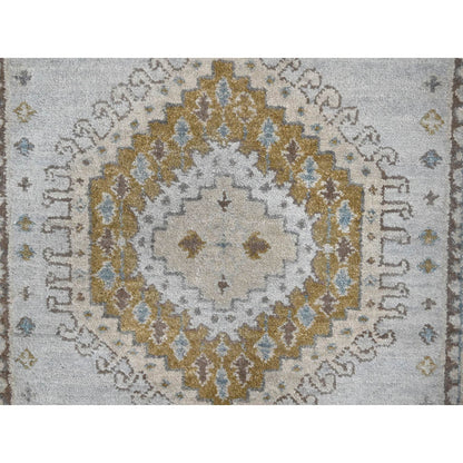 Tribal & Geometric Wool Hand Knotted Rug Grey Ivory 2.7X19.9 -O084923