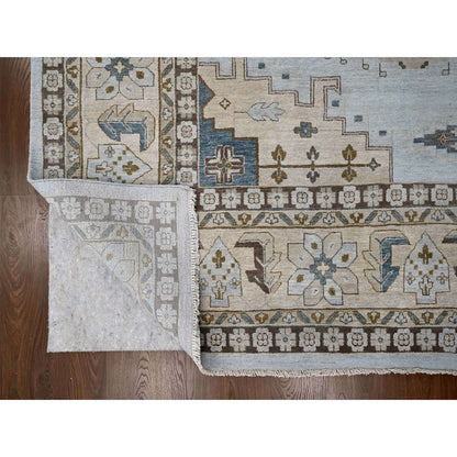 Tribal & Geometric Wool Hand Knotted Rug Grey Ivory 13.11X17.10 -O084924