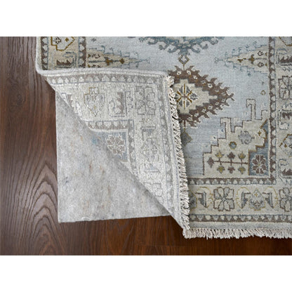 Tribal & Geometric Wool Hand Knotted Rug Grey Ivory 2.9X6.0 -O084925