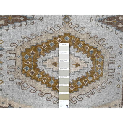 Tribal & Geometric Wool Hand Knotted Rug Grey Ivory 2.9X6.0 -O084925