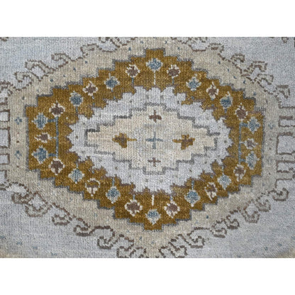 Tribal & Geometric Wool Hand Knotted Rug Grey Ivory 2.7X5.10 -O084926